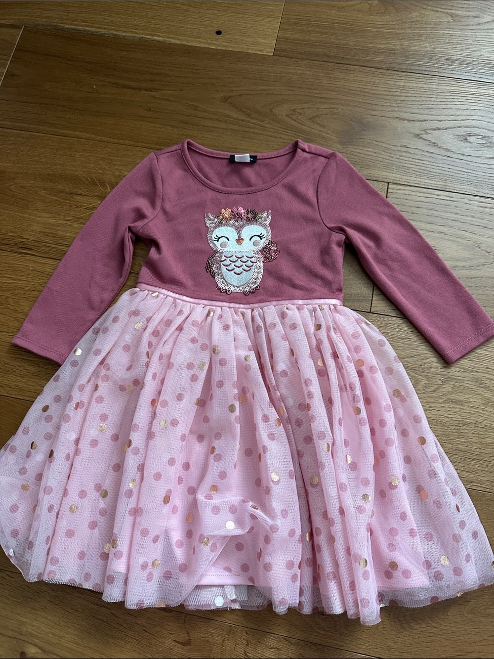 Zunie Mauve and Light Pink Owl Tulle Dress